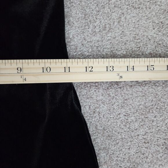 Forever 21 Black Velour Bodysuit with Deep V-Neck Lace, Cross Back Straps - Picture 10 of 11